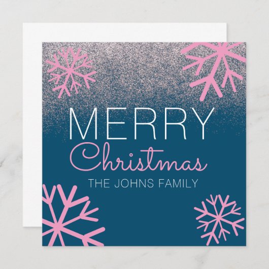 Weihnachts-Glitzer Rosa Schneeflocken (Vorne/Hinten)