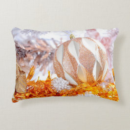 Weihnachts-Glitzer Rosa und Weiß-Ball Dekokissen