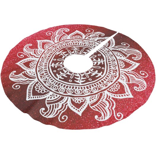 Weihnachts-Glitzer Santa Mandala Schneeflocke Polyester Weihnachtsbaumdecke (Schrägansicht)