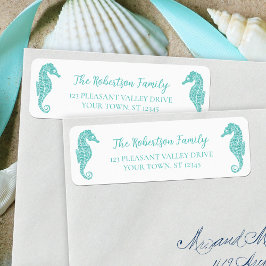 Weihnachts-Glitzer Seepferde Aqua Rücksendeadresse