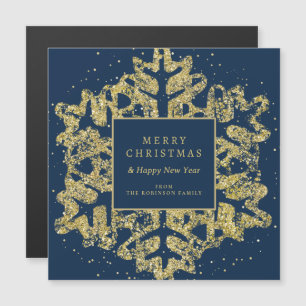 Weihnachts-Glitzer Snowflake Corporate Navy Magnetkarte