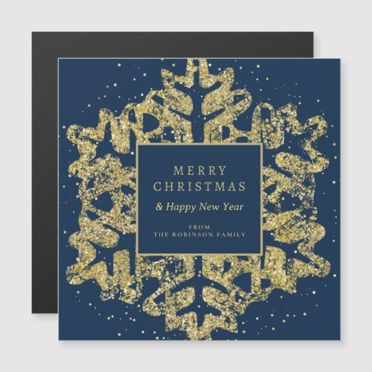 Weihnachts-Glitzer Snowflake Corporate Navy Magnetkarte (Vorne/Hinten)