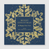 Weihnachts-Glitzer Snowflake Corporate Navy Magnetkarte (Vorderseite)