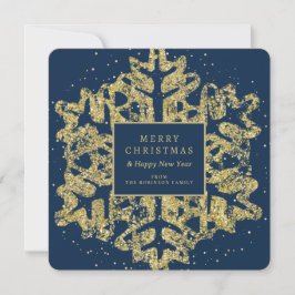 Weihnachts-Glitzer Snowflake Family Navy Feiertagskarte