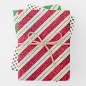 Weihnachts-Glitzer-Streifen und Polka-Dots-Set von Geschenkpapier Set (Beispiel)