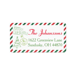 Weihnachts-Glitzer Vintage Luftpost Versand Adressaufkleber