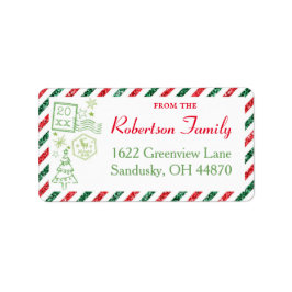 Weihnachts-Glitzer Vintage Luftpost-Versandmarke Adressaufkleber