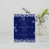 Weihnachts-Glocken Navy Blue Elegante Corporate Folie Einladungspostkarte (Stehend vorne)
