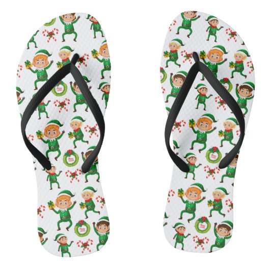 Weihnachts-glücklicher Elf mit Geschenk Muster Badesandalen (Fußbett)