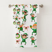 Weihnachts-glücklicher Elf mit Geschenk Muster Badhandtuch Set (Insitu)