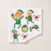 Weihnachts-glücklicher Elf mit Geschenk Muster Badhandtuch Set (Waschlappen)