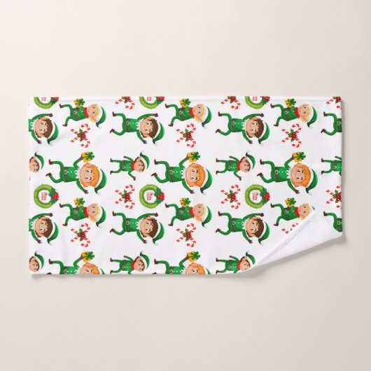 Weihnachts-glücklicher Elf mit Geschenk Muster Badhandtuch Set (Handtuch)