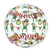Weihnachts-glücklicher Elf mit Geschenk Muster Baseball (Vorderseite)
