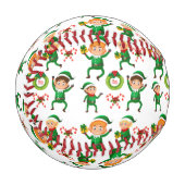 Weihnachts-glücklicher Elf mit Geschenk Muster Baseball (Vorderseite Links)