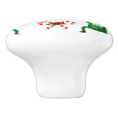 Weihnachts-glücklicher Elf mit Geschenk Muster Keramikknauf (Seitenansicht)