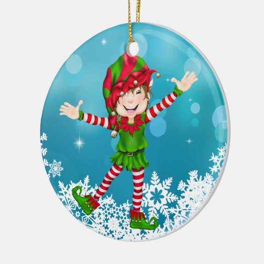 Weihnachts-glücklicher Elf - SRF Keramikornament (Links)