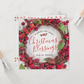 Weihnachts-Glückskarte mit Holly Wreath Karte (Vorderseite/Rückseite Beispiel)