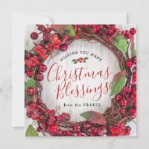 Weihnachts-Glückskarte mit Holly Wreath