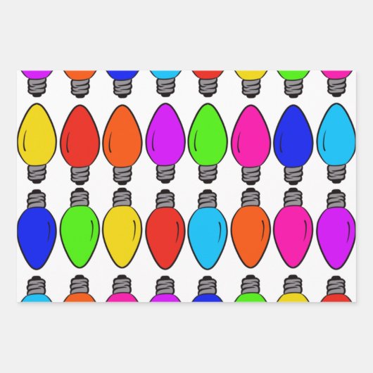 Weihnachts-Glühbirnen Muster Geschenkpapier Set (Vorderseite 3)