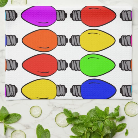 Weihnachts-Glühbirnen Muster Geschirrtuch (Gefaltet)