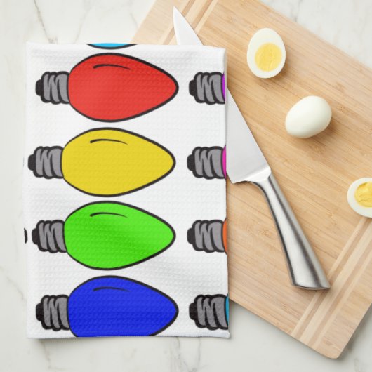 Weihnachts-Glühbirnen Muster Geschirrtuch (Viertel Falte)