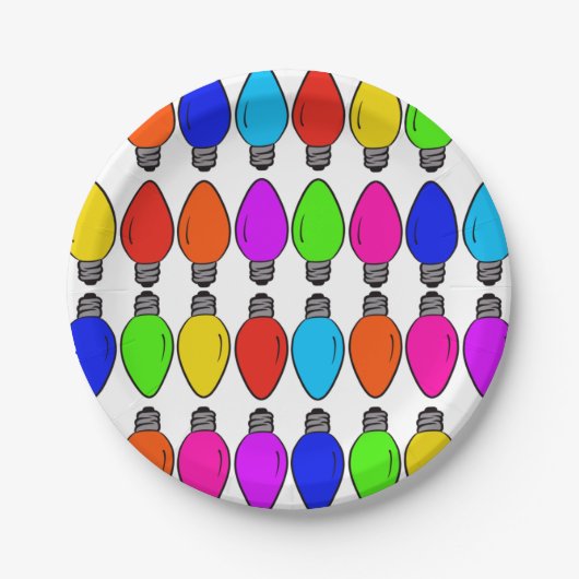 Weihnachts-Glühbirnen Muster Pappteller (Vorderseite)