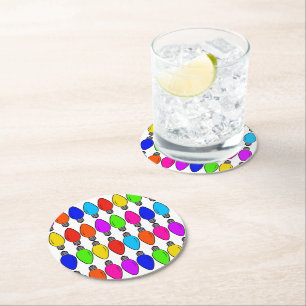 Weihnachts-Glühbirnen Muster Runder Pappuntersetzer