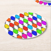 Weihnachts-Glühbirnen Muster Runder Pappuntersetzer (Angewinkelt)