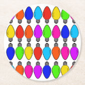 Weihnachts-Glühbirnen Muster Runder Pappuntersetzer (Vorderseite)