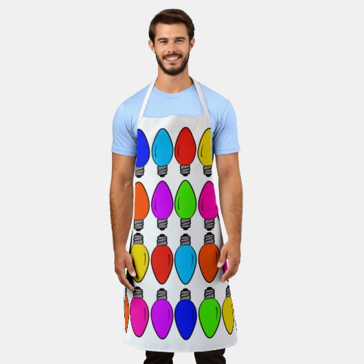 Weihnachts-Glühbirnen Muster Schürze (Getragen)