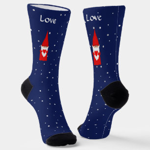 Weihnachts-Gnom auf Navyblau Socken