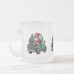 Weihnachts-Gnom auf Pickup-Truck Mattglastasse