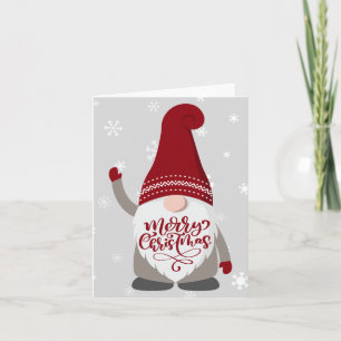 Weihnachts-Gnom-Bart Frohe Weihnachten Grau Rot Karte