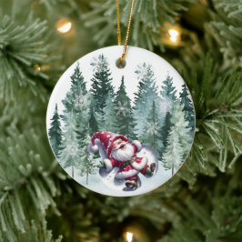 Weihnachts-Gnom-Engel-Ornament Keramik Ornament
