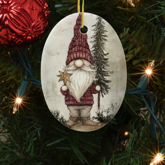 Weihnachts-Gnom für die Feiertage Keramik Ornament