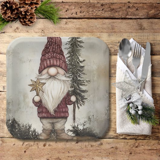 Weihnachts-Gnom für die Feiertage Pappteller