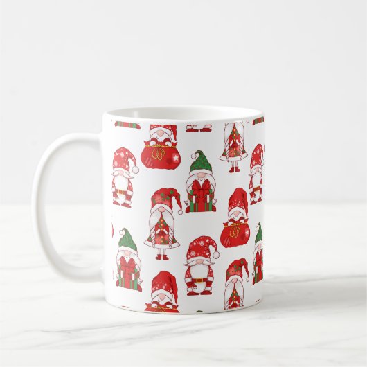 Weihnachts-Gnom-Geschenk- & Sack-Muster Kaffeetasse (Links)