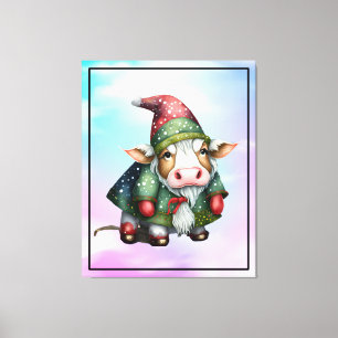 Weihnachts-Gnom-Kuh-Design-83456 Leinwanddruck