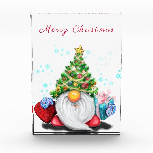 Weihnachts-Gnom mit Geschenk-Fotoblock Fotoblock (Vorderseite)