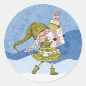 Weihnachts-Gnom mit Geschenken Sticker (Vorderseite)