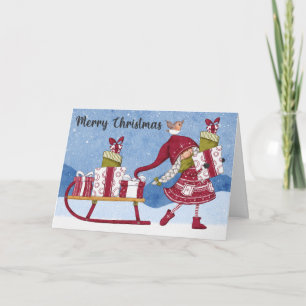 Weihnachts-Gnom mit Geschenken Weihnachtskarte Karte