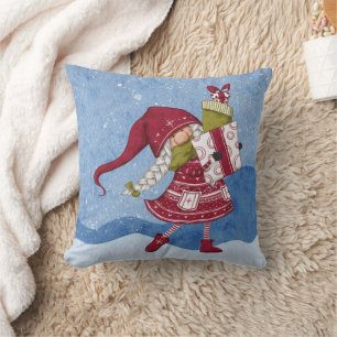 Weihnachts-Gnom mit Geschenken Wurf Kissen