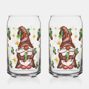 Weihnachts-Gnom mit grünen Strümpfen & goldenen St Dosenglas