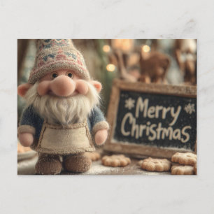 Weihnachts-Gnom mit Keksen und Frohe Weihnachten Postkarte