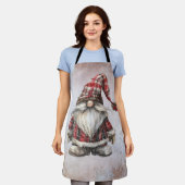 Weihnachts-Gnom mit roter Karomütze Schürze (Getragen)