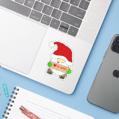 Weihnachts-Gnom mit Santa-Hut Aufkleber (Laptop mit iPhone)