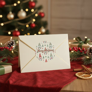 Weihnachts-Gnom-Muster-Aufkleber Runder Aufkleber