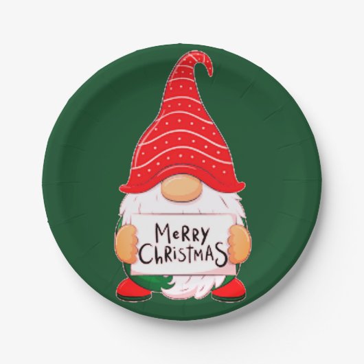 Weihnachts-Gnom Pappteller (Vorderseite)