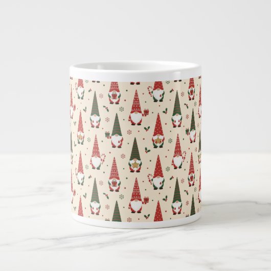 Weihnachts-Gnom-Partei-Muster Jumbo-Tasse (Vorderseite)