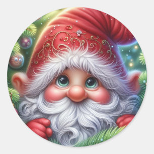 Weihnachts-Gnom Runder Aufkleber